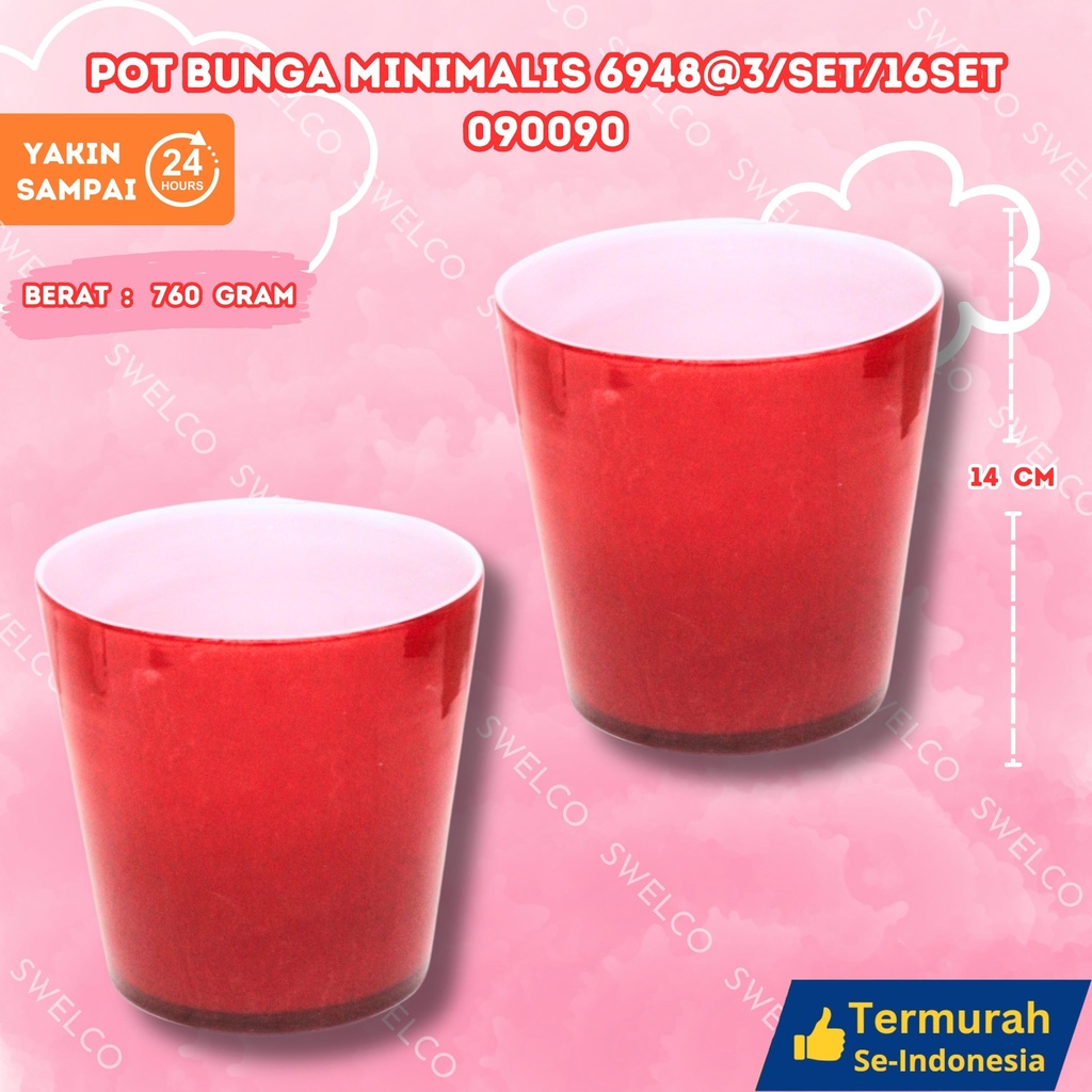 [090090] POT BUNGA KERAMIK MINIMALIS 6948@3/SET/16SET