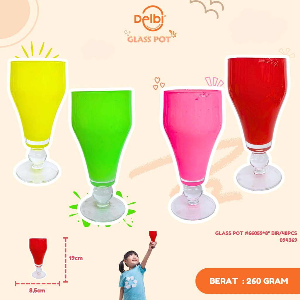 GLASS POT #66059*8" BIR/48PCS