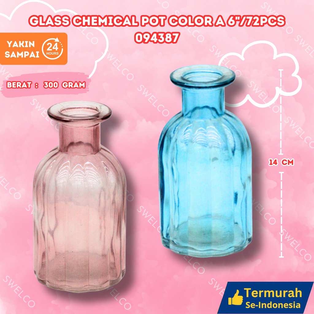 GLASS CHEMICAL POT COLOR A 6"/72PCS