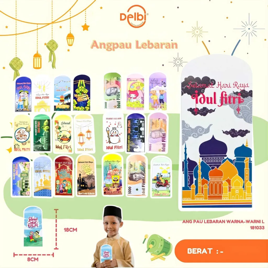 [181033] ANG PAU LEBARAN WARNA-WARNI AMPLOP LEBARAN L ISI 100 LEMBAR
