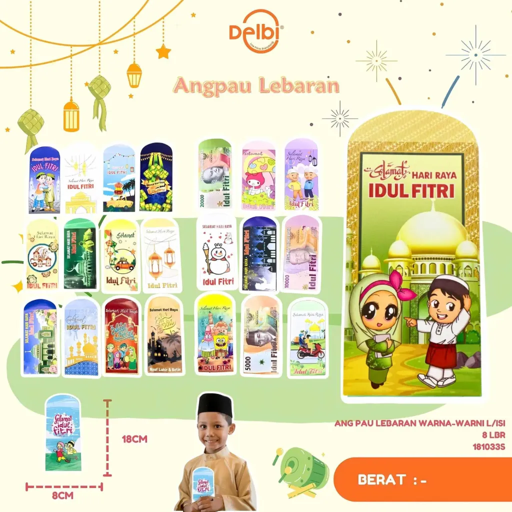 ANG PAU LEBARAN WARNA-WARNI AMPLOP LEBARAN L/ISI 8 LBR