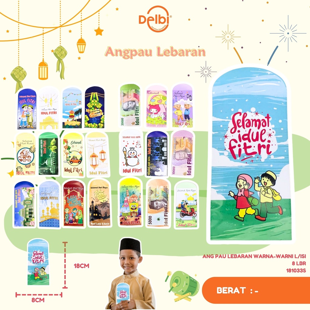 ANG PAU LEBARAN WARNA-WARNI L/ISI 8 LBR