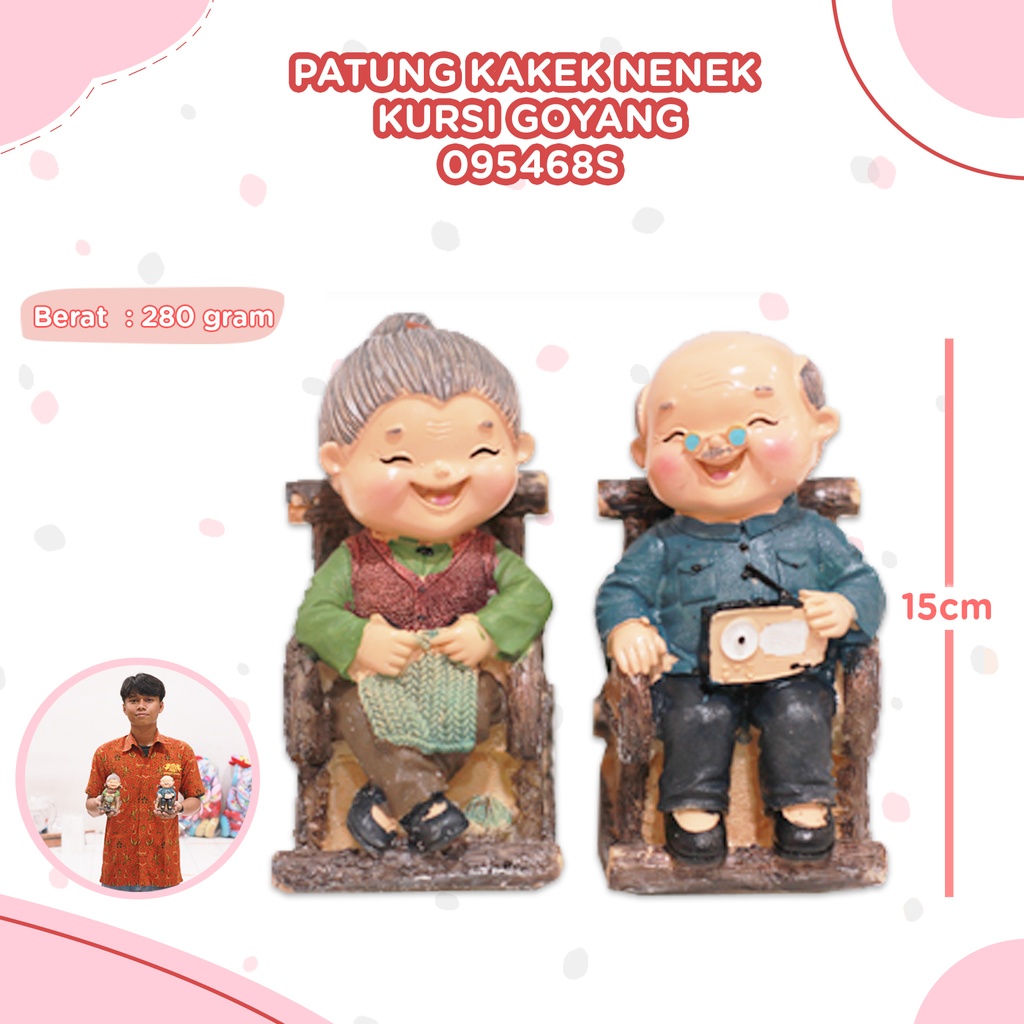 [095468S] PATUNG KAKEK NENEK KURSI GOYANG