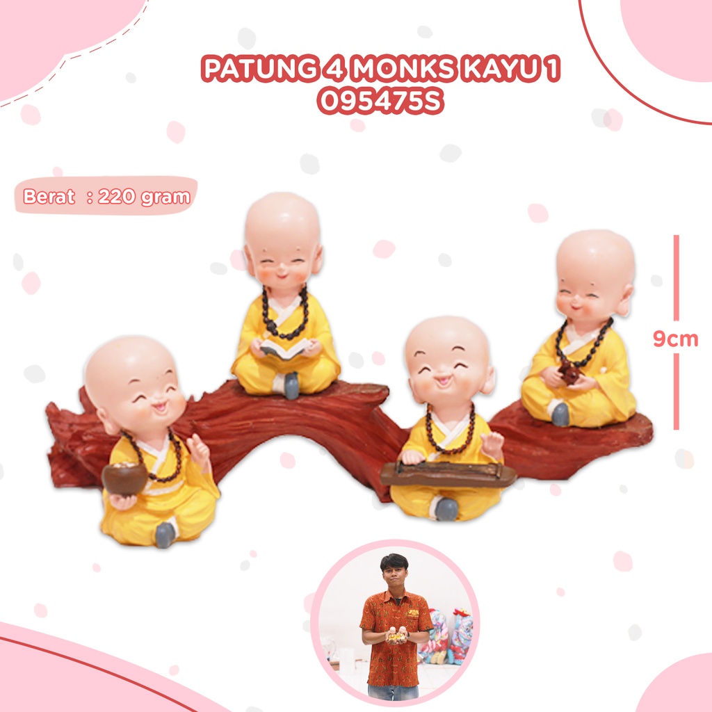 [095475S] PATUNG 4 MONKS KAYU 1