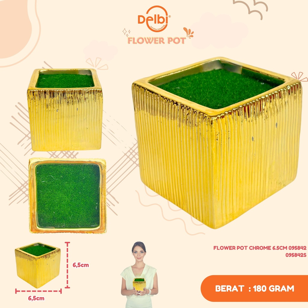 [095842S] FLOWER POT CHROME 6.5CM 095842