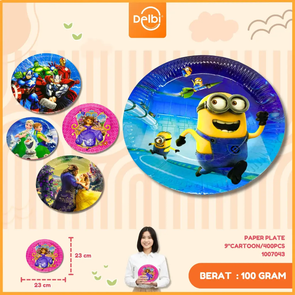 PAPER PLATE 9"CARTOON/400PCS