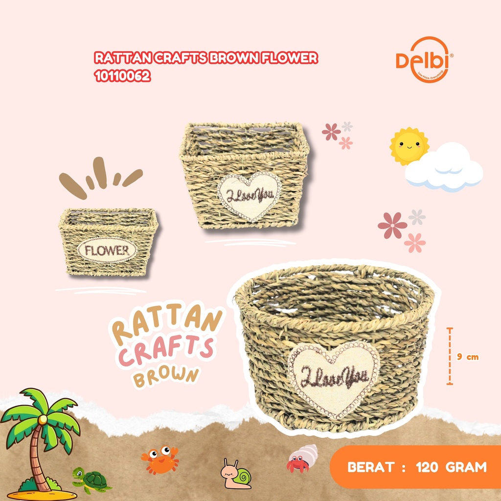 [10110062] RATTAN CRAFTS BROWN FLOWER