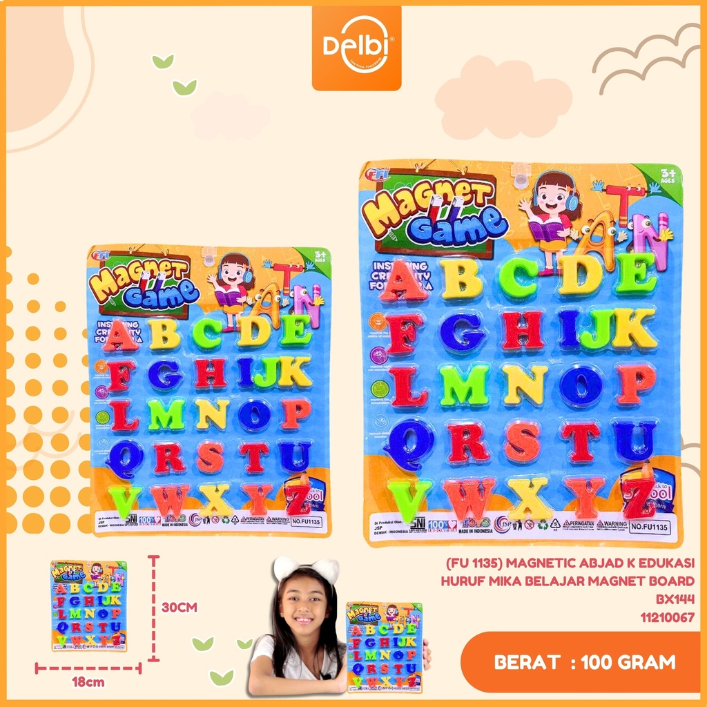 [11210067] (FU 1135) MAGNETIC ABJAD K EDUKASI HURUF MIKA BELAJAR MAGNET BOARD BX144
