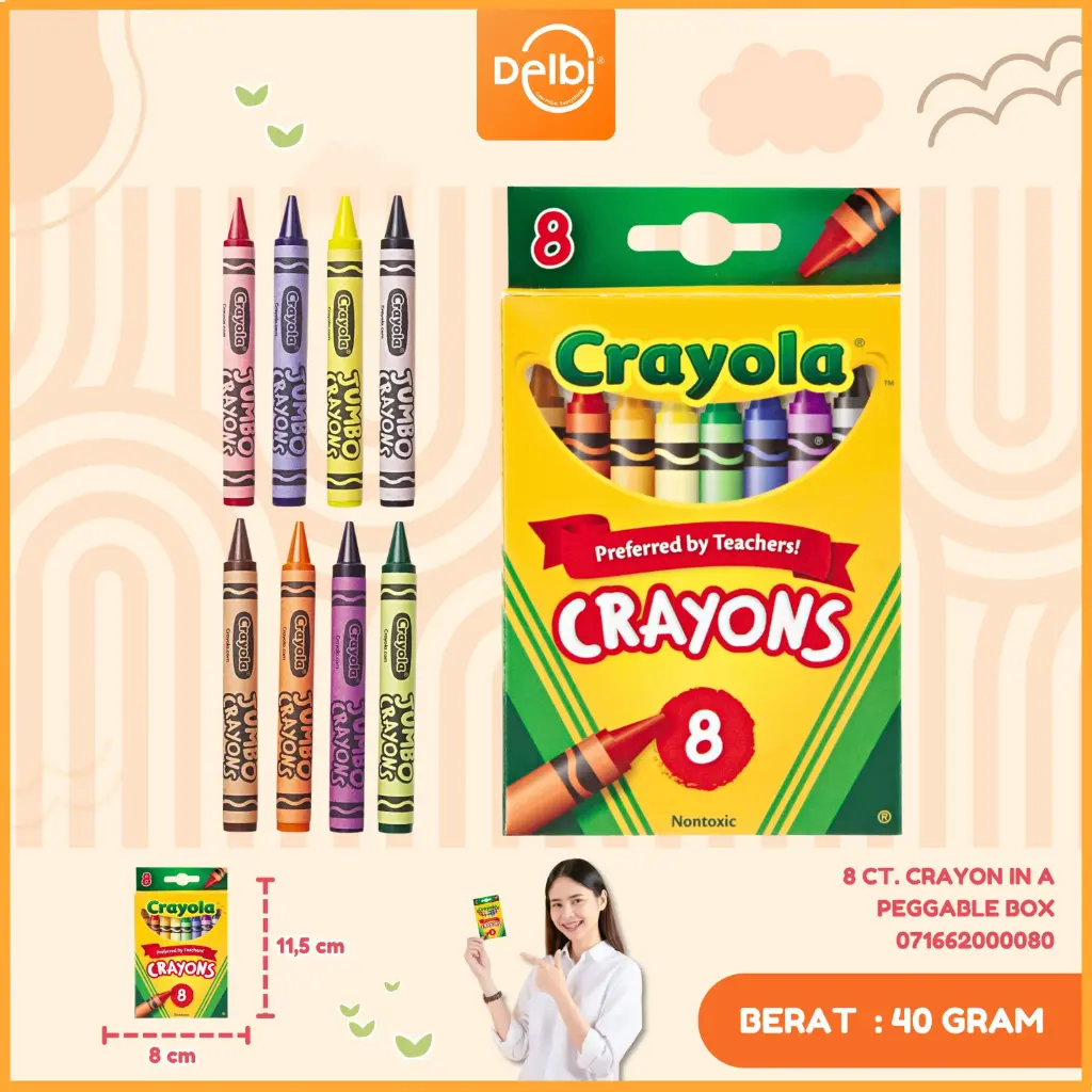 8 Ct. Crayon in a Peggable Box