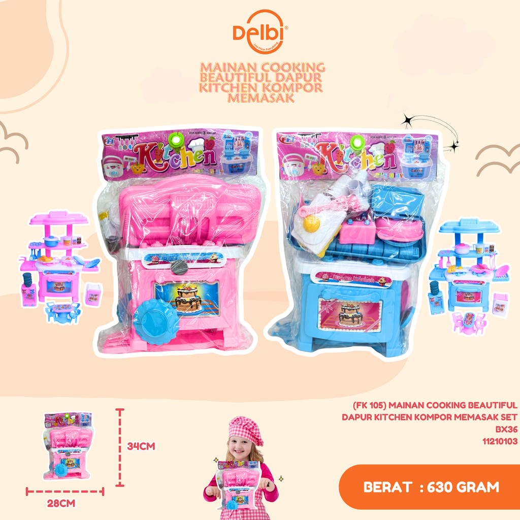 MAINAN COOKING BEAUTIFUL DAPUR KITCHEN KOMPOR MEMASAK SET BX36