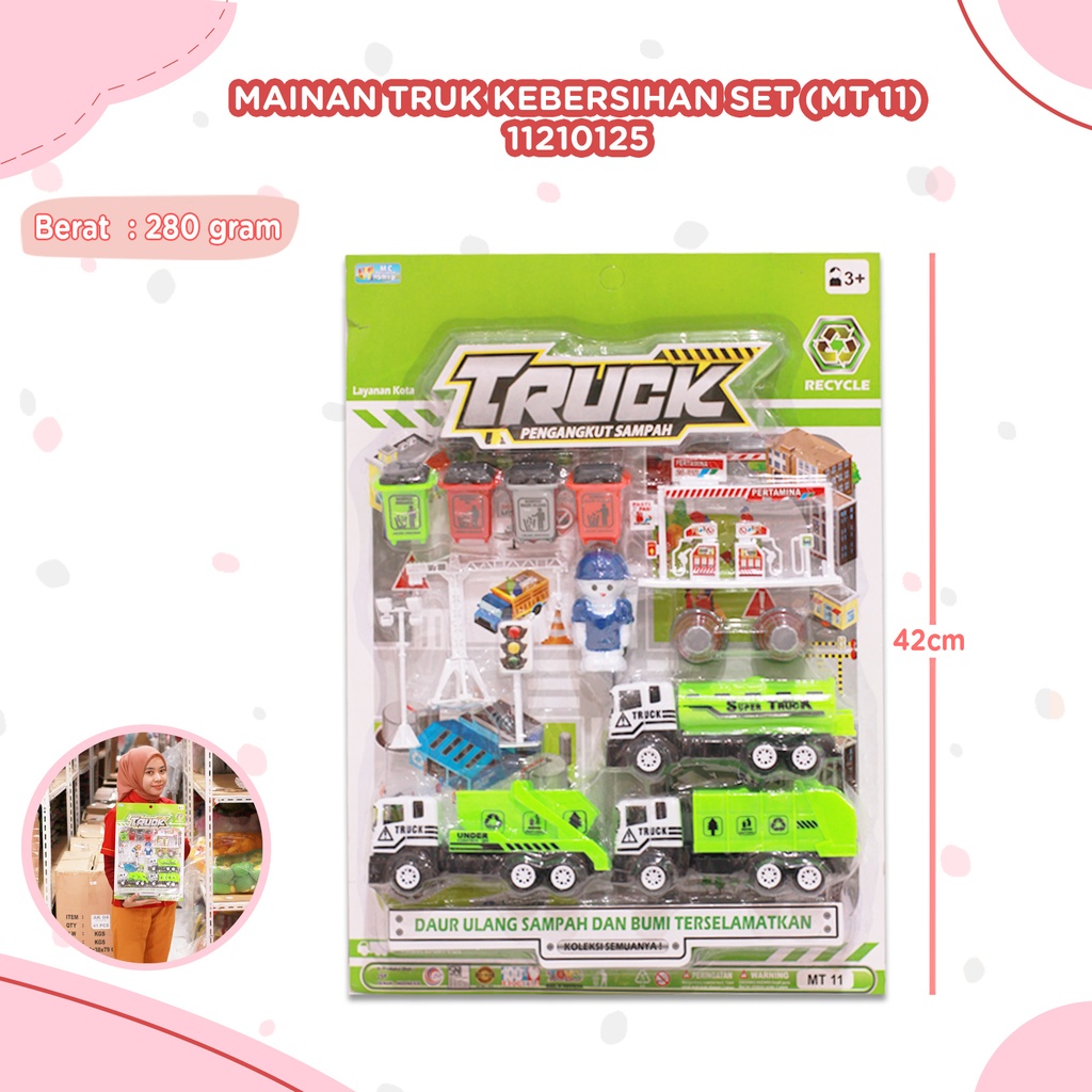 MAINAN TRUK KEBERSIHAN SET KECIL MIKA SAMPAH BX36
