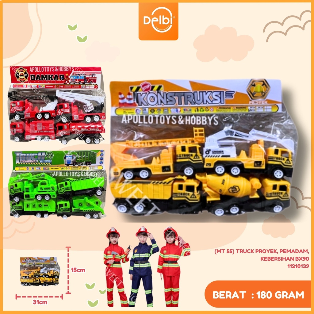 MAINAN MOBILAN TRUCK PROYEK, PEMADAM, KEBERSIHAN PLASTIK PP BX90