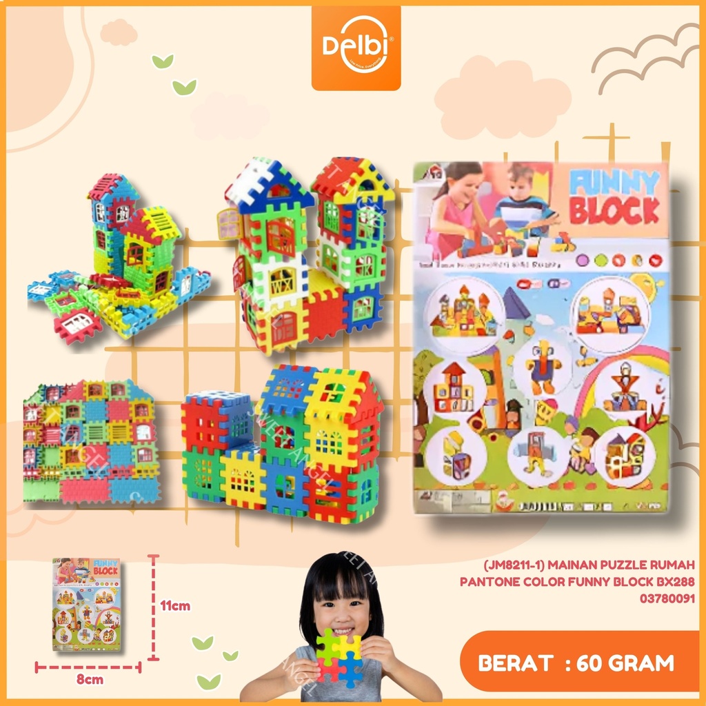 (JM8211-1) MAINAN PUZZLE RUMAH PANTONE COLOR FUNNY BLOCK BX288