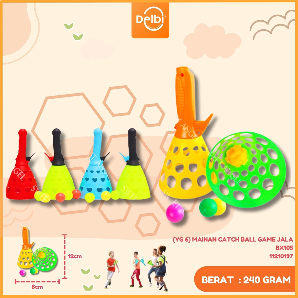 (YG 6) MAINAN CATCH & TROW BALL GAME  RAKET TANGKAP DAN LEMPAR BOLA JALA BX105