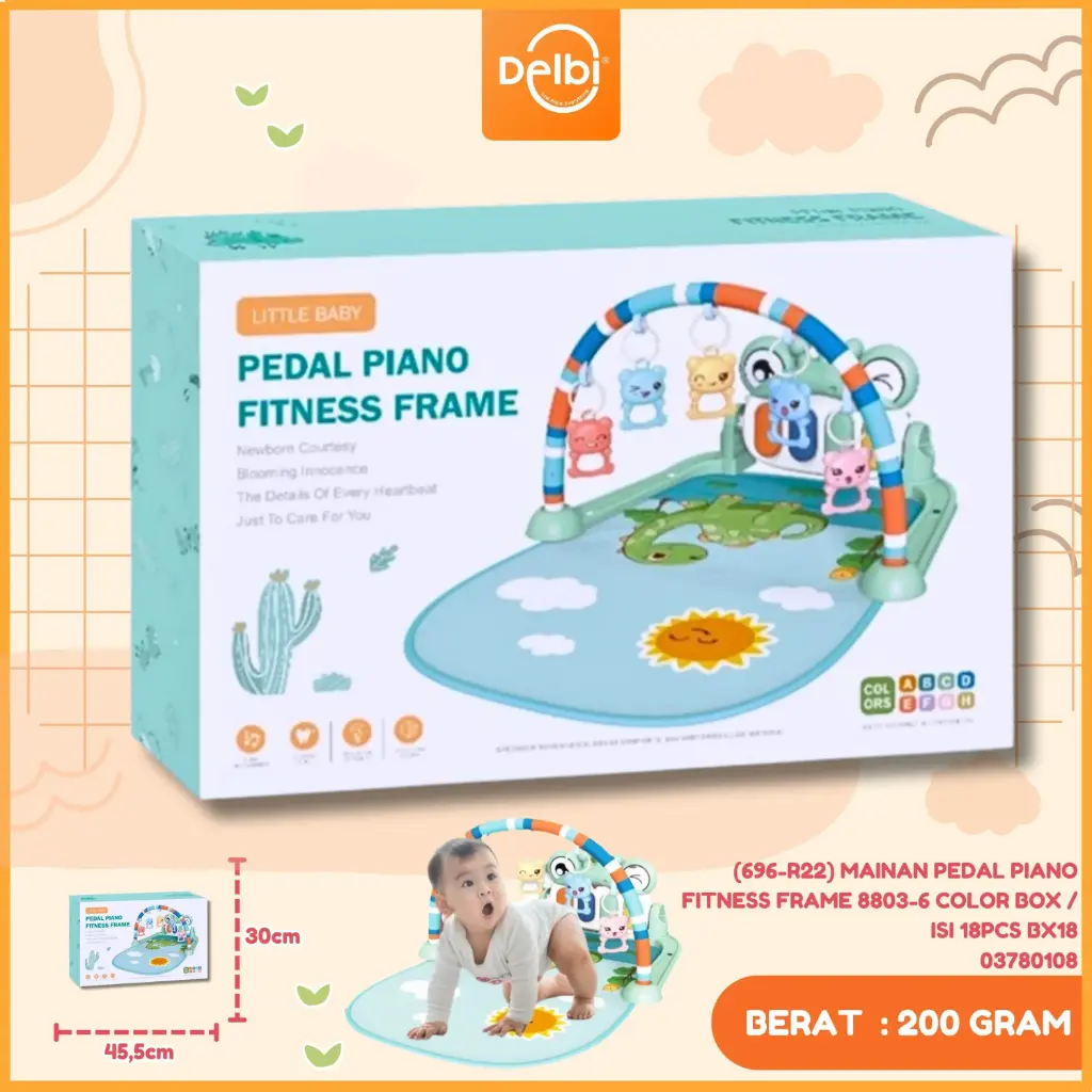 [03780108] (696-R22) MAINAN PEDAL PIANO FITNESS FRAME 8803-6 COLOR BOX / ISI 18PCS BX18