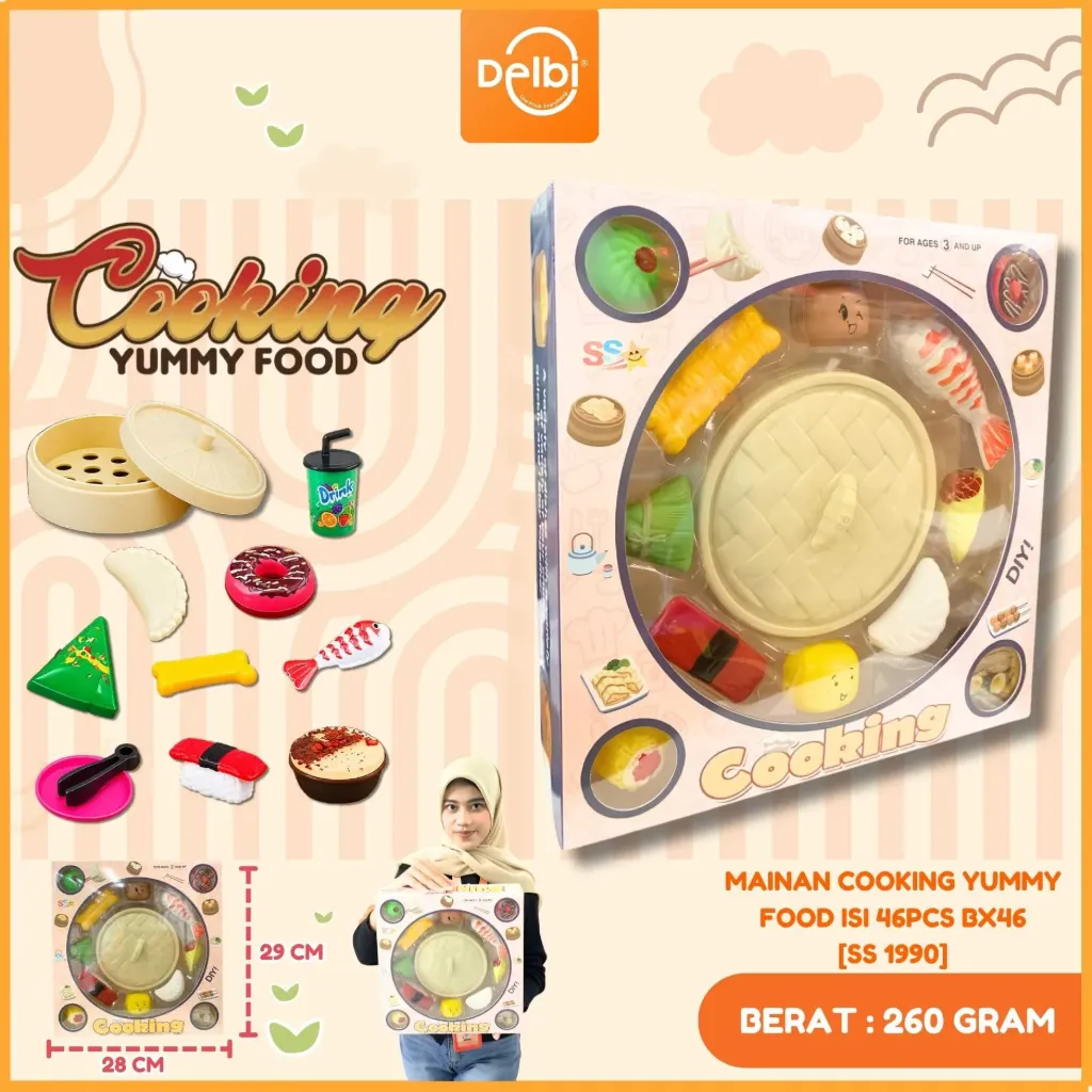 MAINAN COOKING YUMMY FOOD ISI 46PCS BX46
