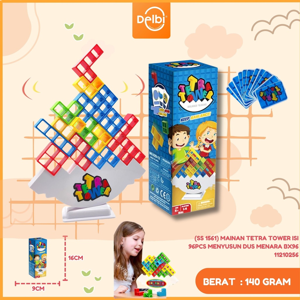 MAINAN TETRA TOWER ISI 96PCS MENYUSUN DUS MENARA BX96