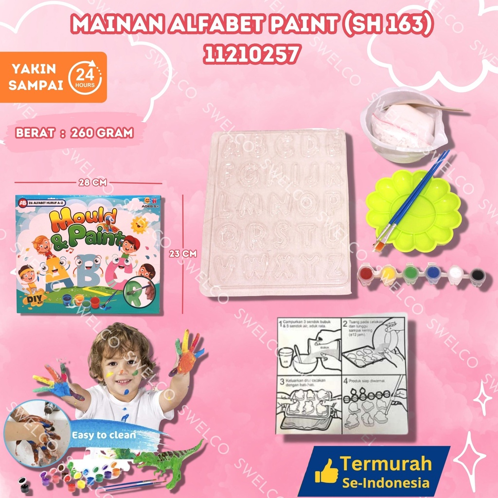(SH 163) MAINAN ALFABET PAINT ISI 78PCS MEWARNAI BX78