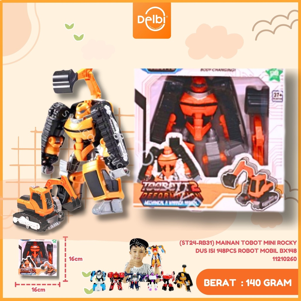[ST24-RB31] MAINAN TOBOT MINI ROCKY DUS ISI 148PCS ROBOT MOBIL BX148