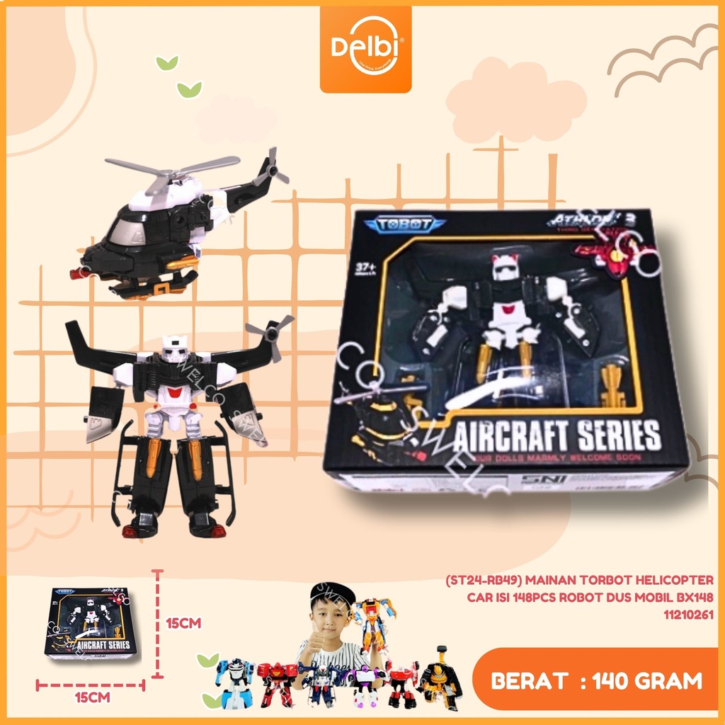 (ST24-RB49) MAINAN TORBOT HELICOPTER CAR ISI 148PCS ROBOT DUS MOBIL BX148
