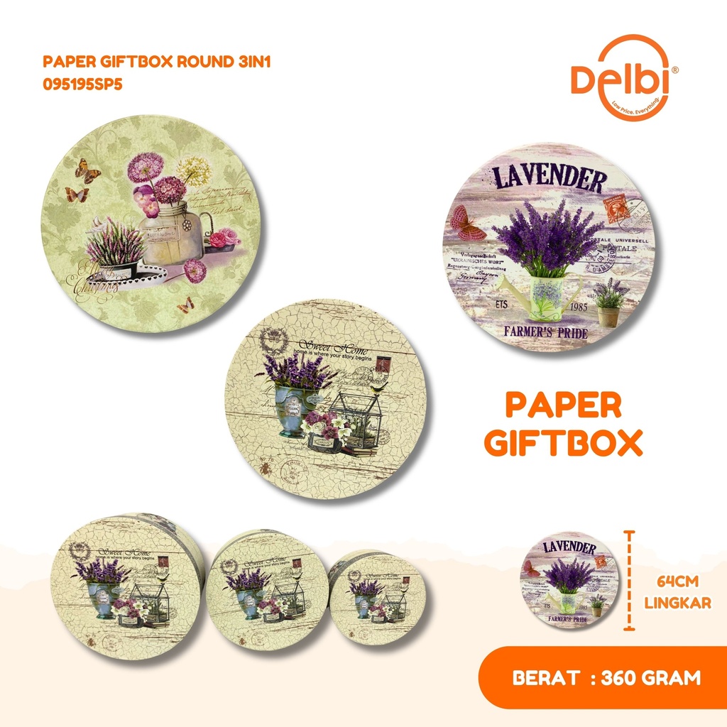[095195SP5] PAPER GIFTBOX ROUND 3IN1