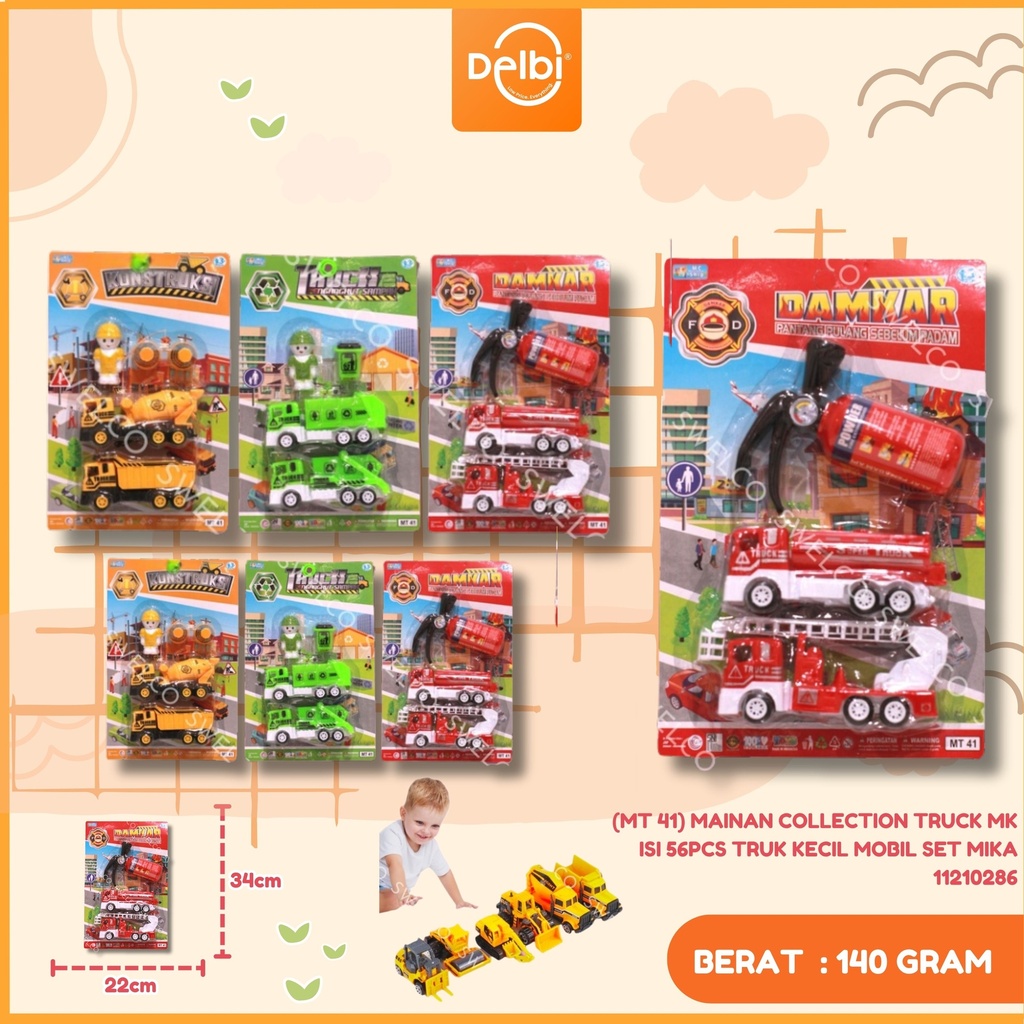 MAINAN COLLECTION TRUCK MK ISI 56PCS TRUK KECIL MOBIL SET MIKA BX56