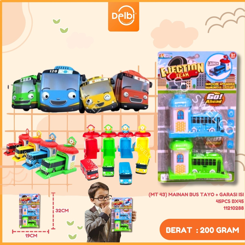 MAINAN BUS TAYO + GARASI ISI 45PCS BX45