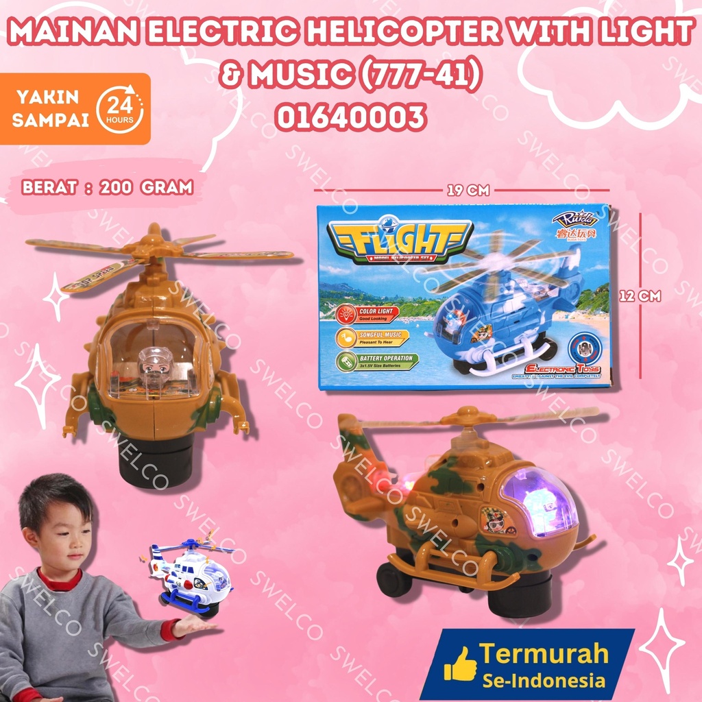 (777-41) MAINAN ELECTRIC HELICOPTER WITH LIGHT n MUSIC ISI 120PC BX120