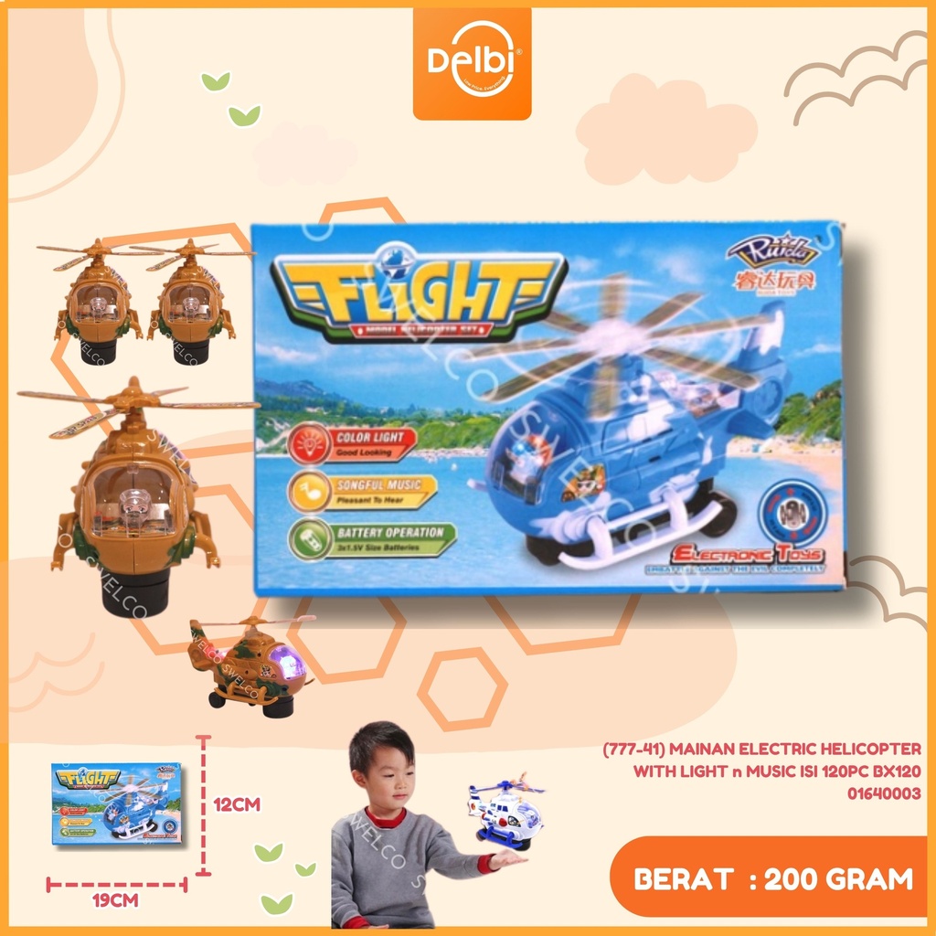 (777-41) MAINAN ELECTRIC HELICOPTER WITH LIGHT n MUSIC ISI 120PC BX120