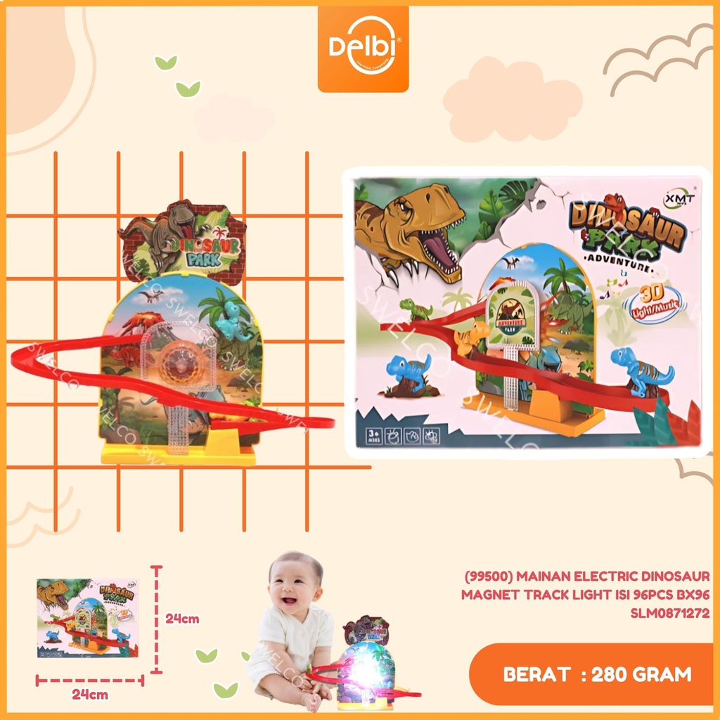 (99500) MAINAN ELECTRIC DINOSAUR MAGNET TRACK LIGHT ISI 96PCS BX96