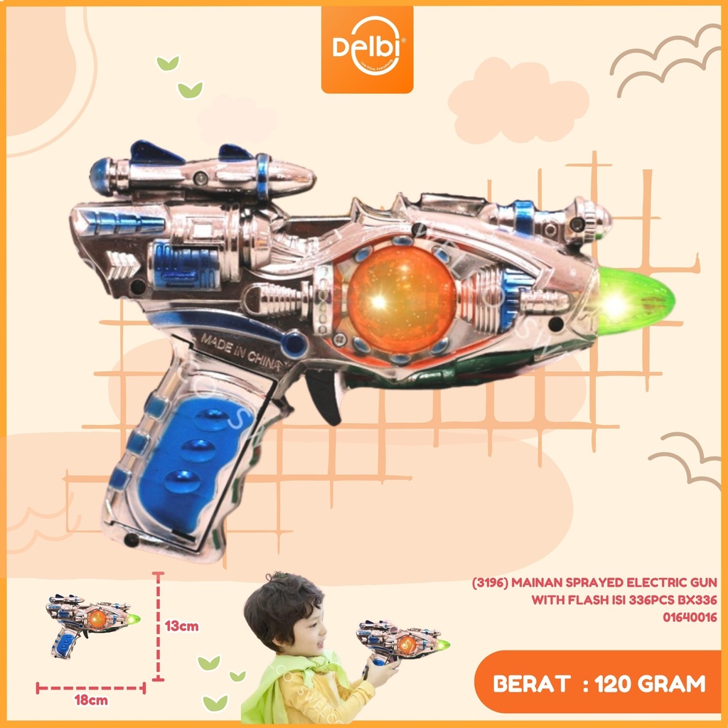 (3196) MAINAN SPRAYED ELECTRIC GUN WITH FLASH ISI 336PCS BX336