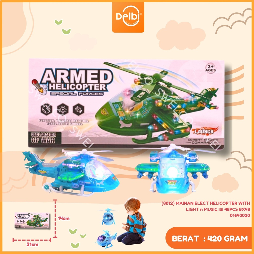 (8012) MAINAN ELECT HELICOPTER WITH LIGHT n MUSIC ISI 48PCS BX48