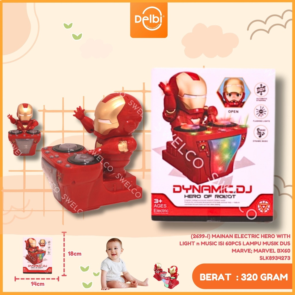 (2699-I) MAINAN ELECTRIC HERO WITH LIGHT n MUSIC ISI 60PCS LAMPU MUSIK DUS MARVE; MARVEL BX60