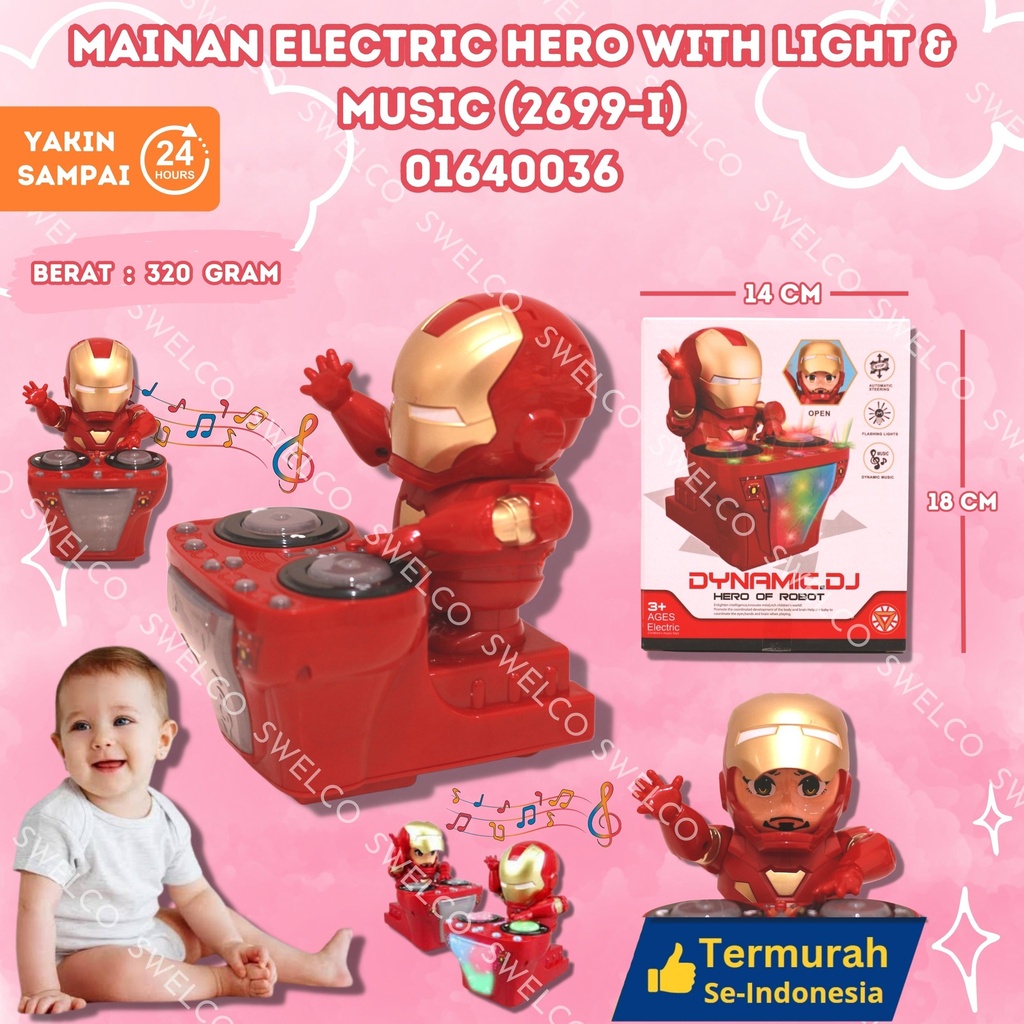 (2699-I) MAINAN ELECTRIC HERO WITH LIGHT n MUSIC ISI 60PCS LAMPU MUSIK DUS MARVE; MARVEL BX60