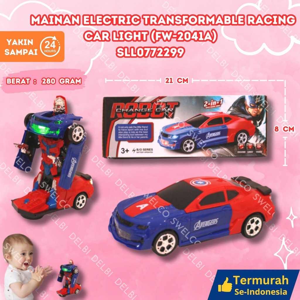 (FW-2041A) MAINAN ELECTRIC TRANSFORMABLE RACING CAR LIGHT ISI 96PCS LAMPU MOBIL ROBOT BERUBAH BX96