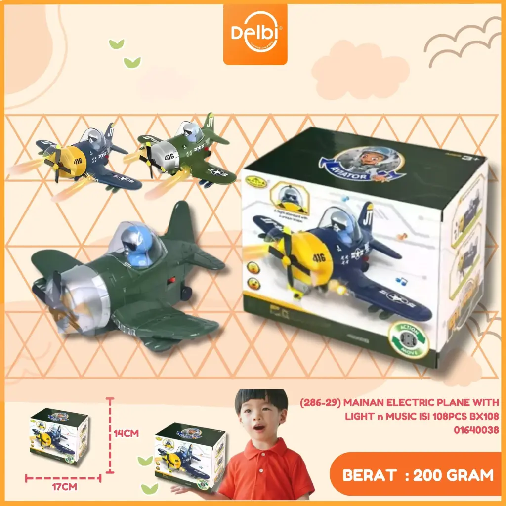 (286-29) MAINAN ELECTRIC PLANE WITH LIGHT n MUSIC ISI 108PCS BX108