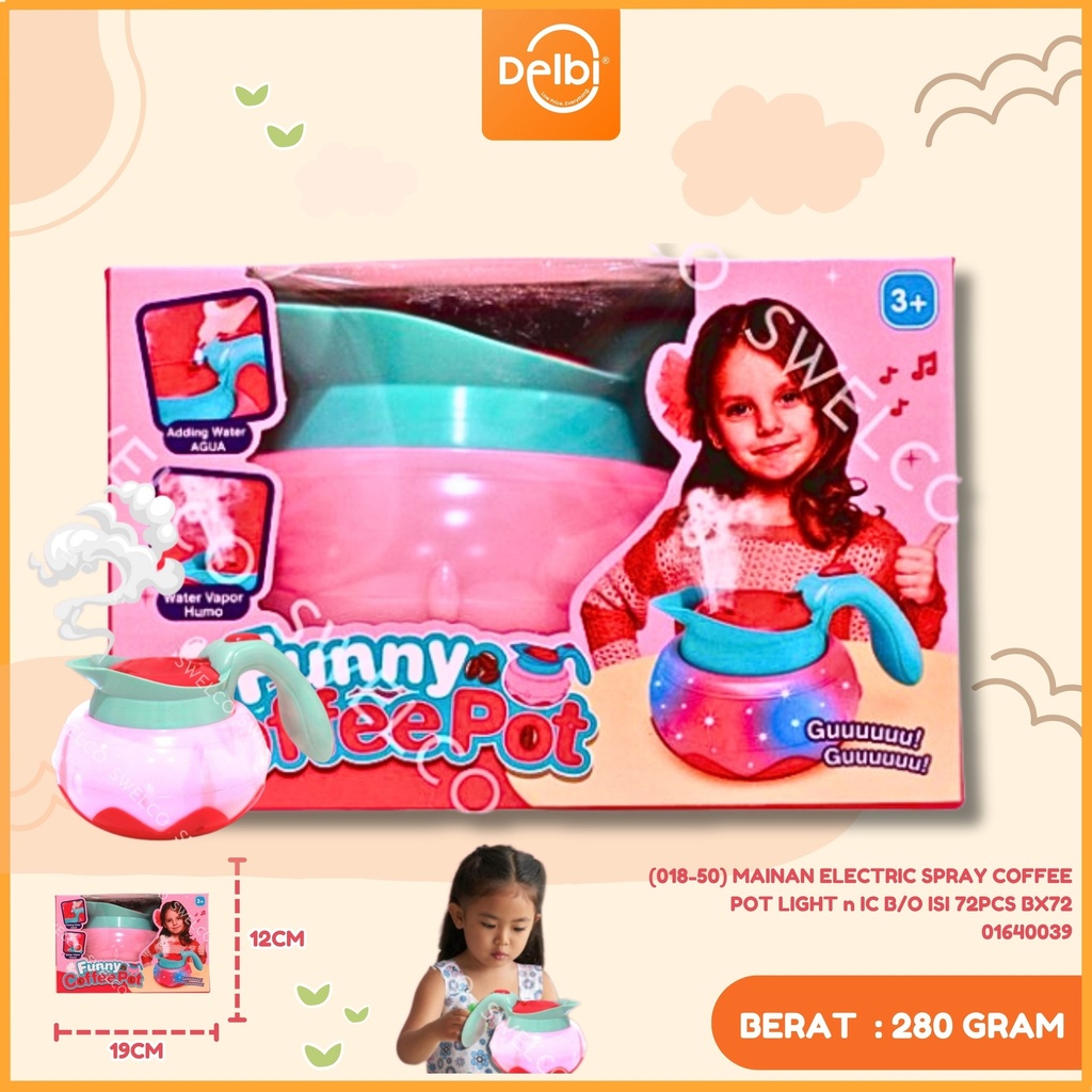 (018-50) MAINAN ELECTRIC SPRAY COFFEE POT LIGHT n IC B/O ISI 72PCS BX72