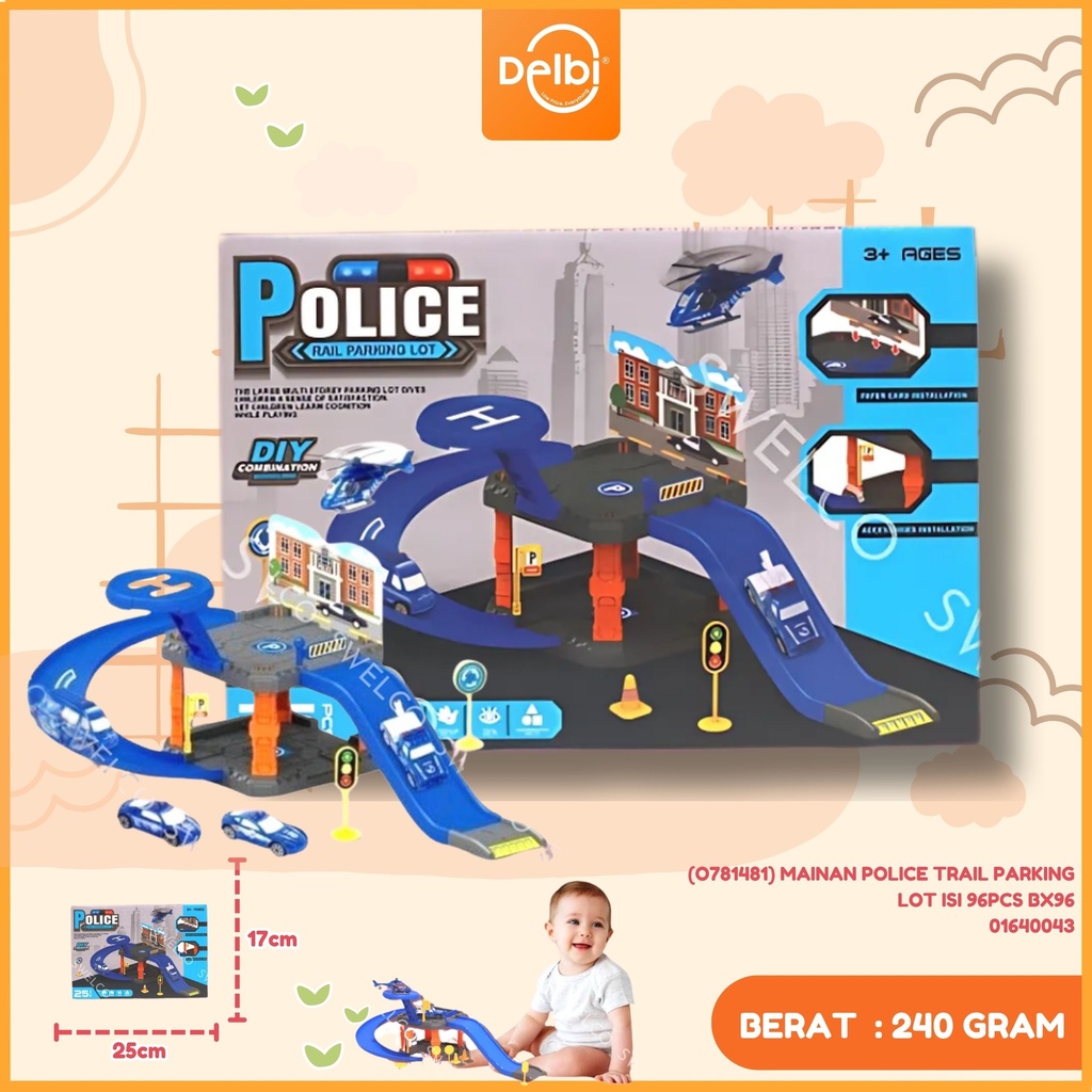 (O781481) MAINAN POLICE TRAIL PARKING LOT ISI 96PCS BX96