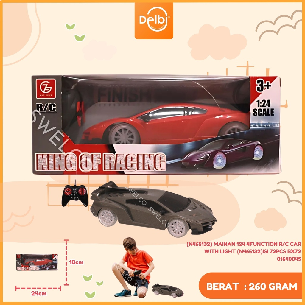 (N465132) MAINAN 124 4FUNCTION R/C CAR WITH LIGHT (N465132)ISI 72PCS BX72