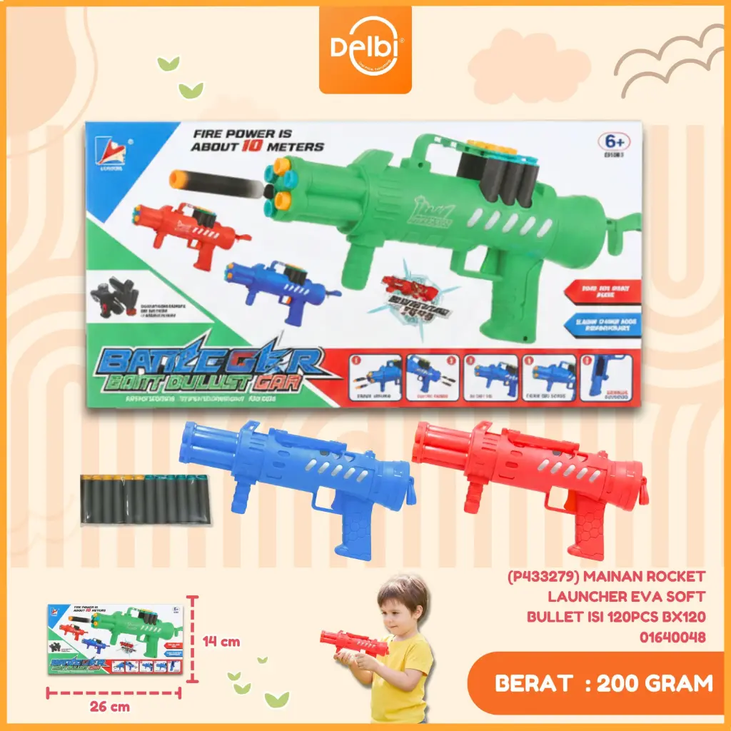 [01640048] (P433279) MAINAN ROCKET LAUNCHER EVA SOFT BULLET ISI 120PCS BX120