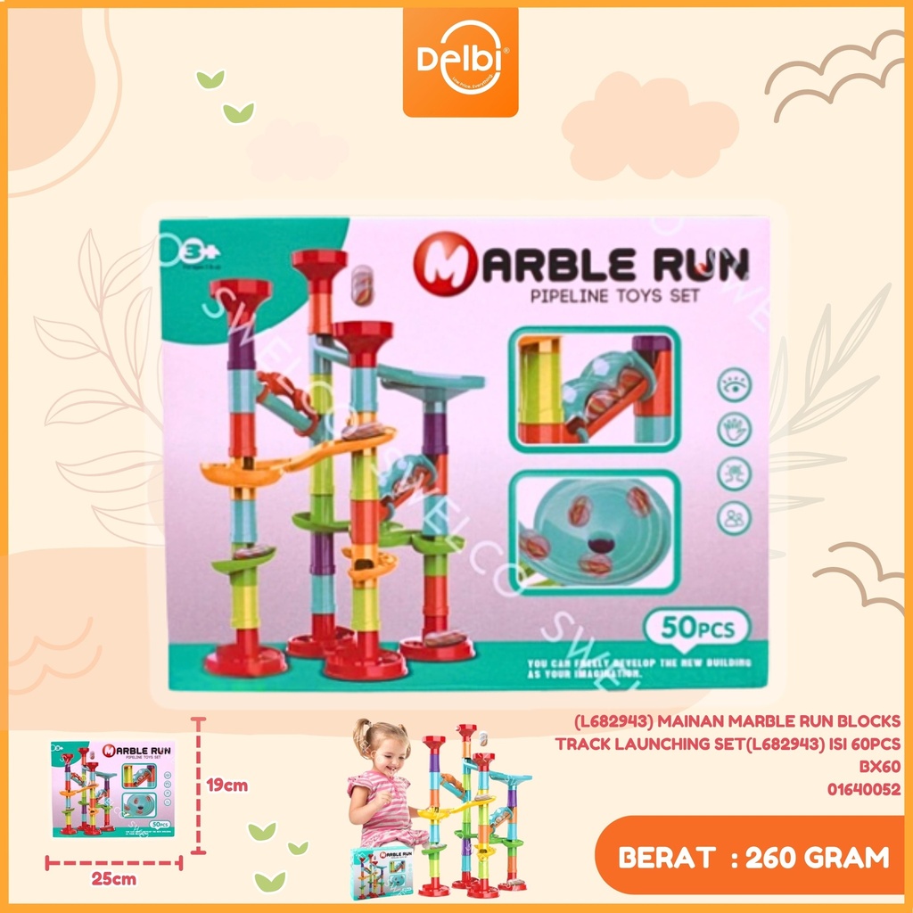 (L682943) MAINAN MARBLE RUN BLOCKS TRACK LAUNCHING SET(L682943) ISI 60PCS BX60
