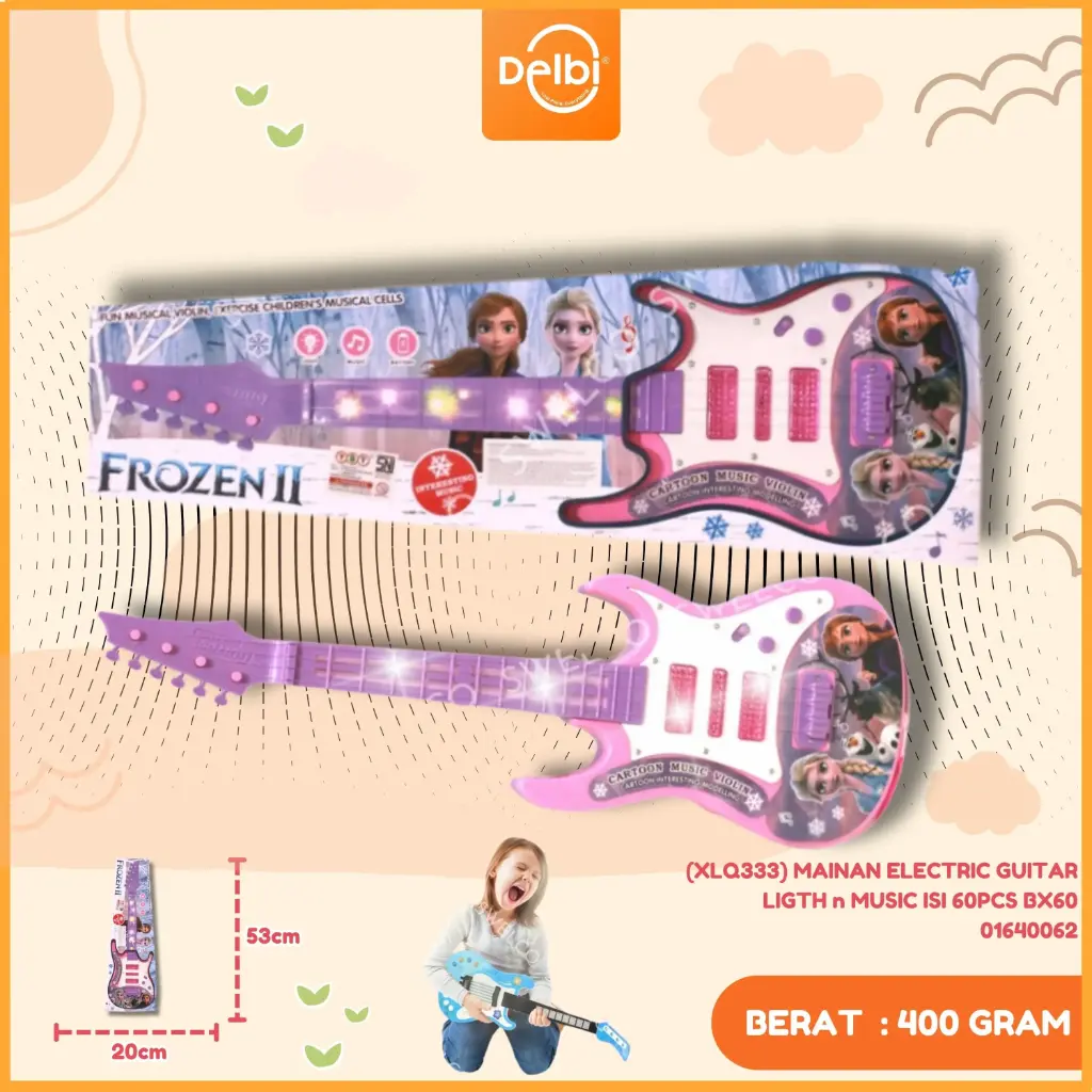(XLQ333) MAINAN ELECTRIC GUITAR LIGTH n MUSIC ISI 60PCS BX60