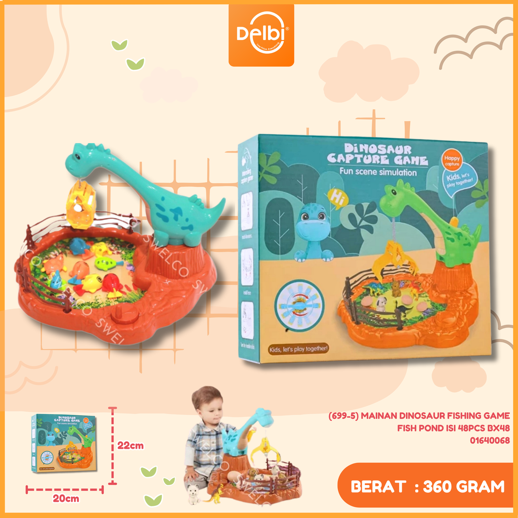 [01640068] (699-5) MAINAN DINOSAUR FISHING GAME FISH POND ISI 48PCS BX48