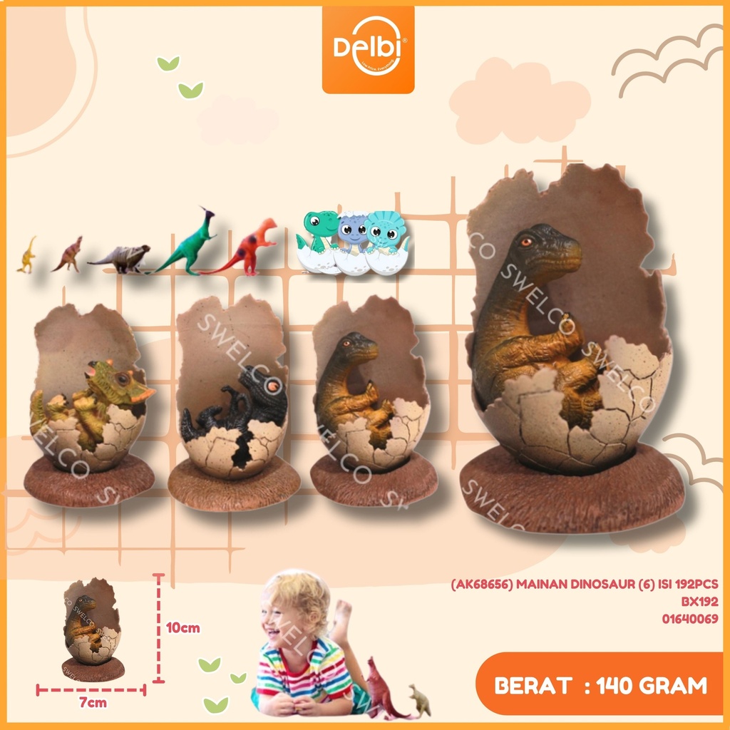 (AK68656) MAINAN DINOSAUR (6) ISI 192PCS BX192