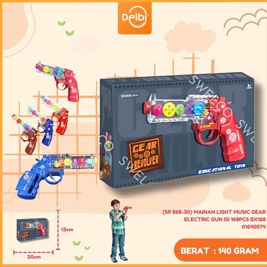 (SR 868-30) MAINAN LIGHT MUSIC GEAR ELECTRIC GUN ISI 168PCS BX168