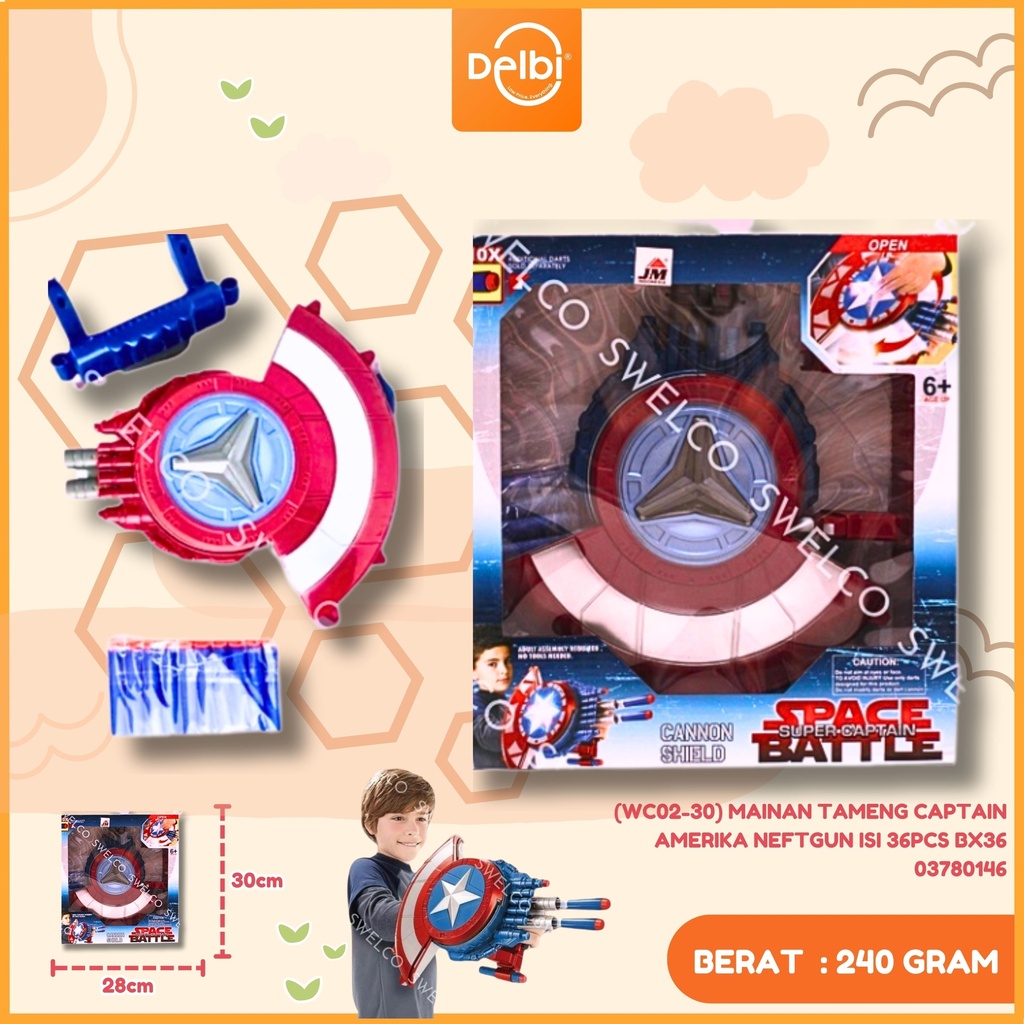 [03780146] (WC02-30) MAINAN TAMENG CAPTAIN AMERIKA NEFTGUN ISI 36PCS BX36