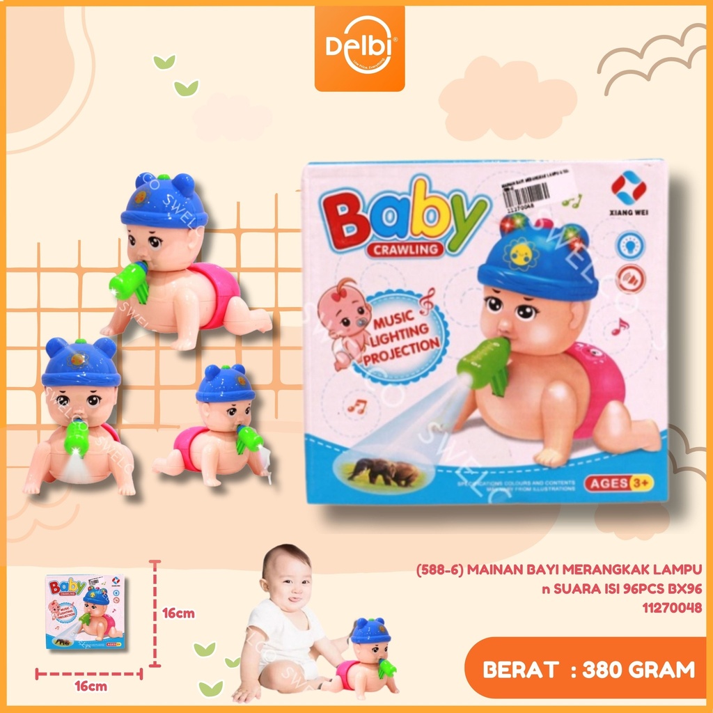(588-6) MAINAN BAYI MERANGKAK LAMPU n SUARA ISI 96PCS BX96