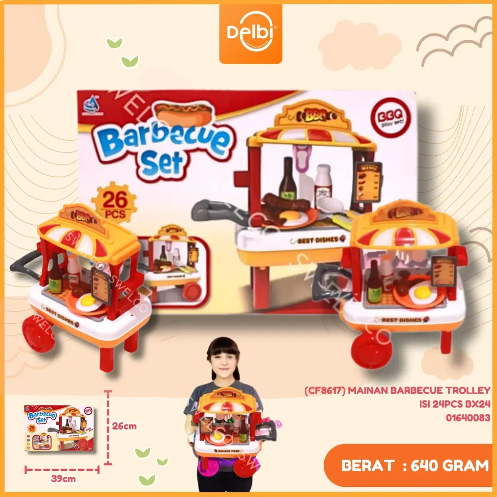 (CF8617) MAINAN BARBECUE TROLLEY ISI 24PCS BX24