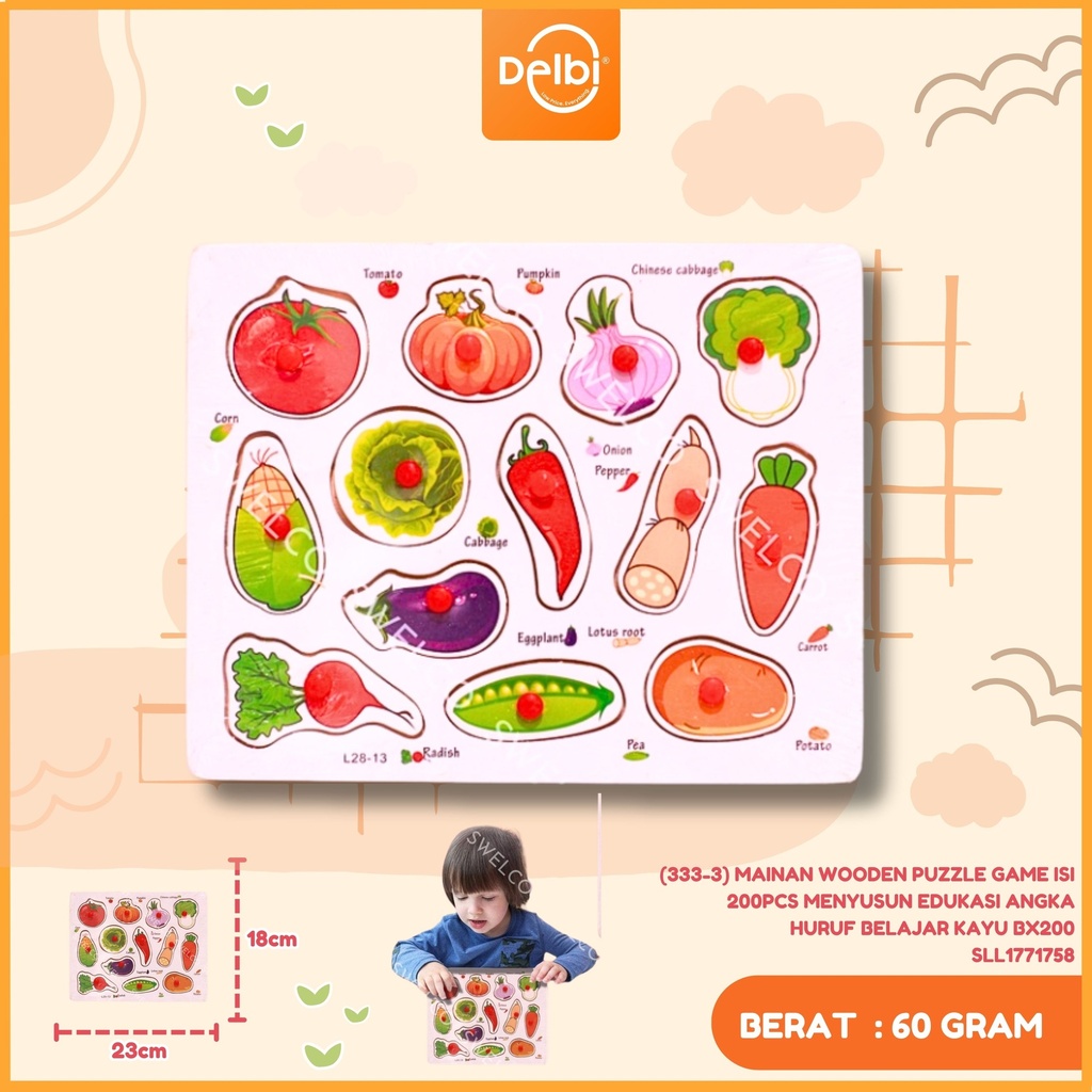 (333-3) MAINAN WOODEN PUZZLE GAME ISI 200PCS MENYUSUN EDUKASI ANGKA HURUF BELAJAR KAYU BX200