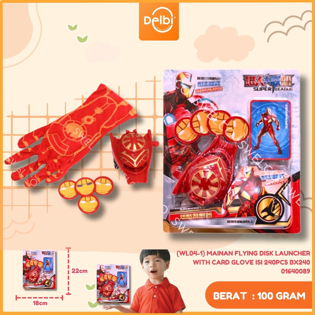 (WL04-1) MAINAN FLYING DISK LAUNCHER WITH CARD GLOVE ISI 240PCS BX240